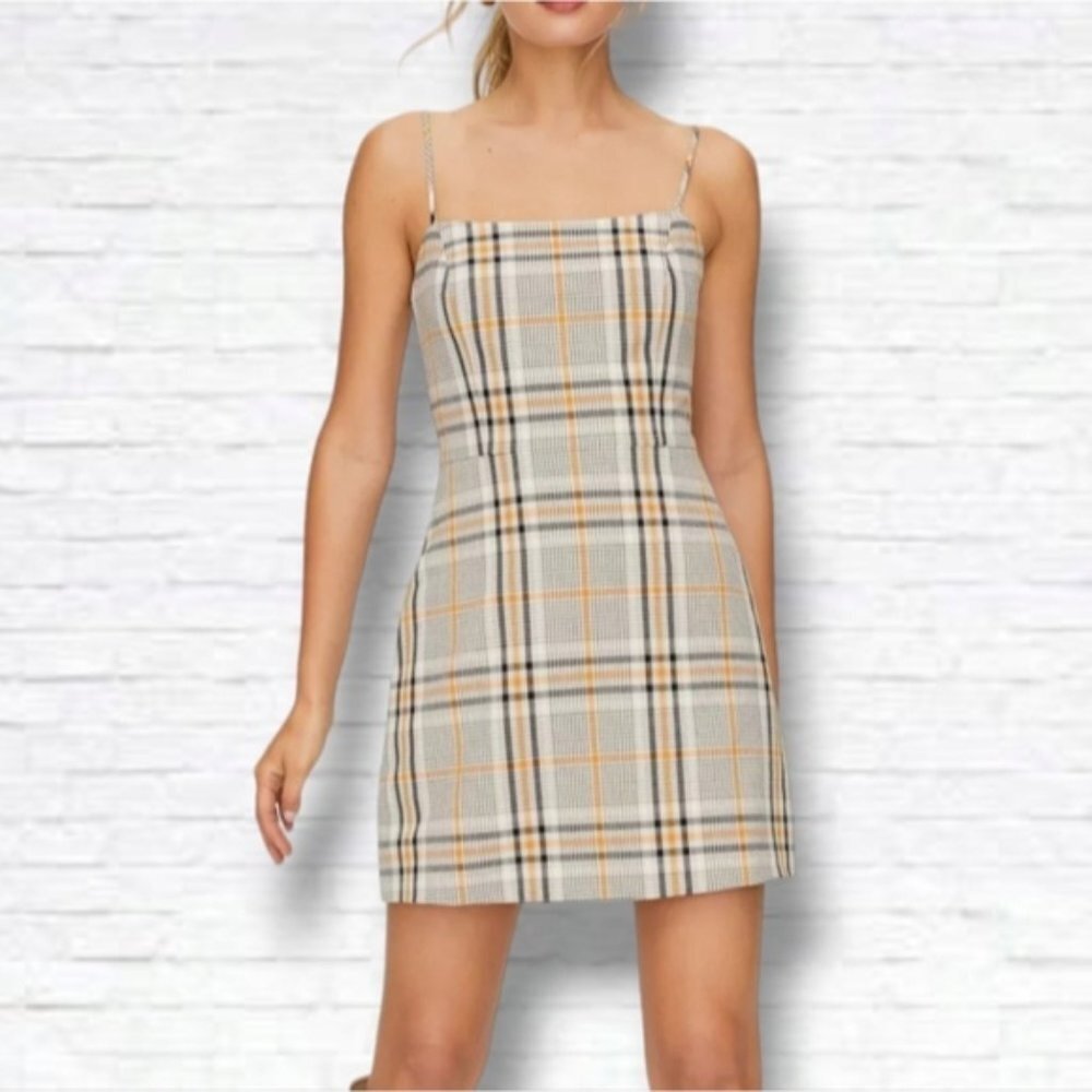 Aritzia Plaid Mini Dress in Gray, Black & White